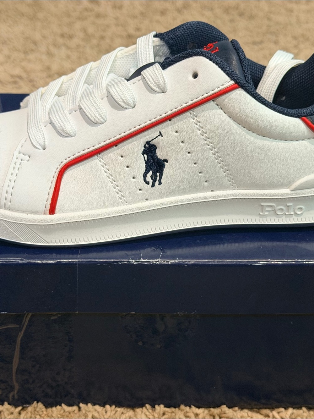 Polo Ralph Lauren Heritage Court Leather Sneakers Kids Size 2 White Casual Shoes